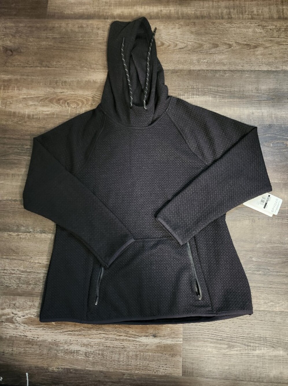 Spyder Black Textured Hooded Pullover Jacket